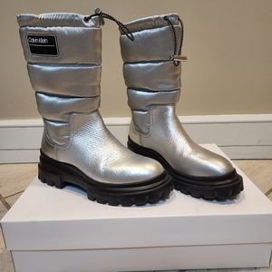 Calvin Klein silver rain boots